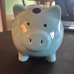 Blue Piggy Bank with Polka Dots